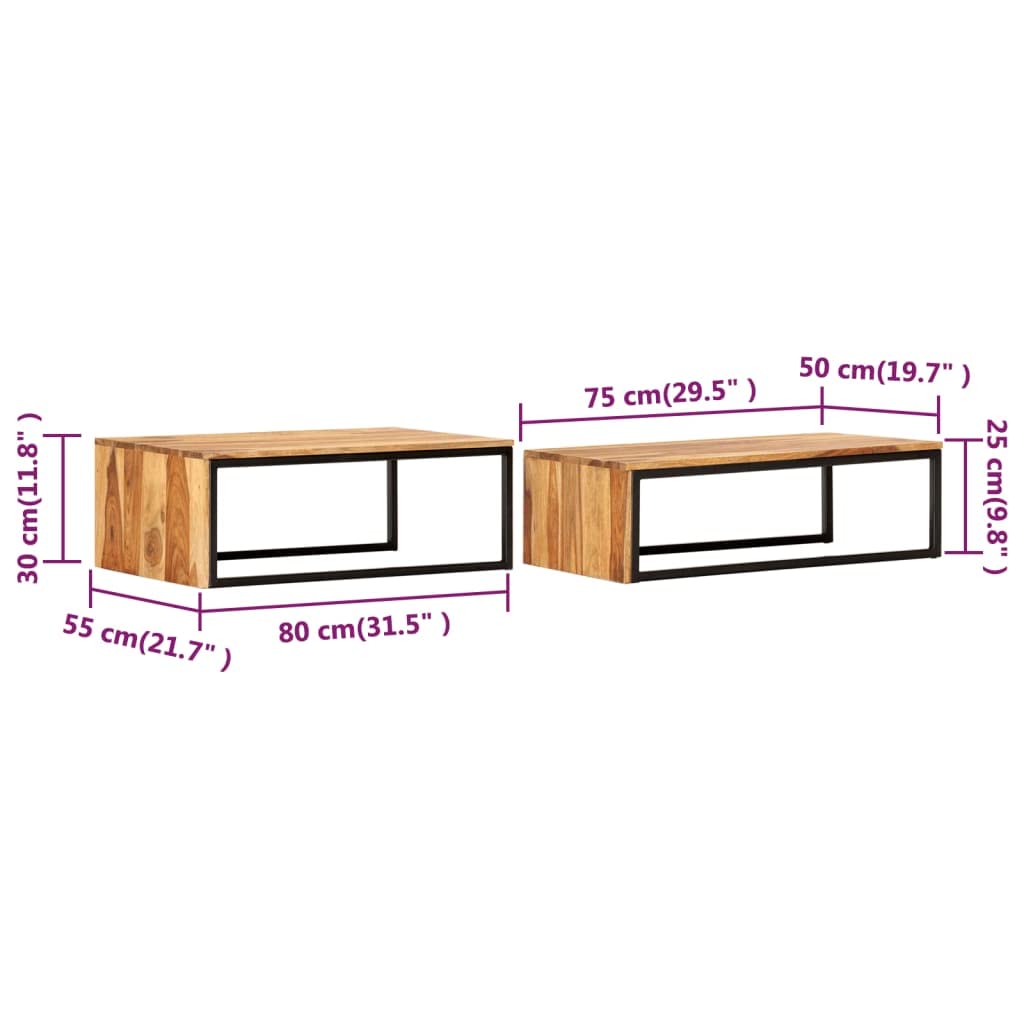 Solid Sheesham Wood Nesting Coffee Table Set R298