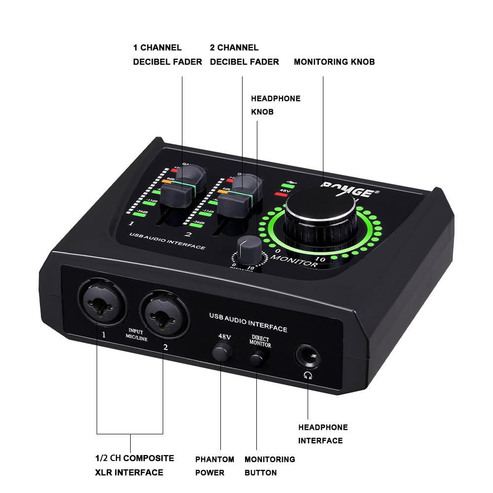 2 Channel USB Audio Interface with XLR 48V Phantom Power W36978