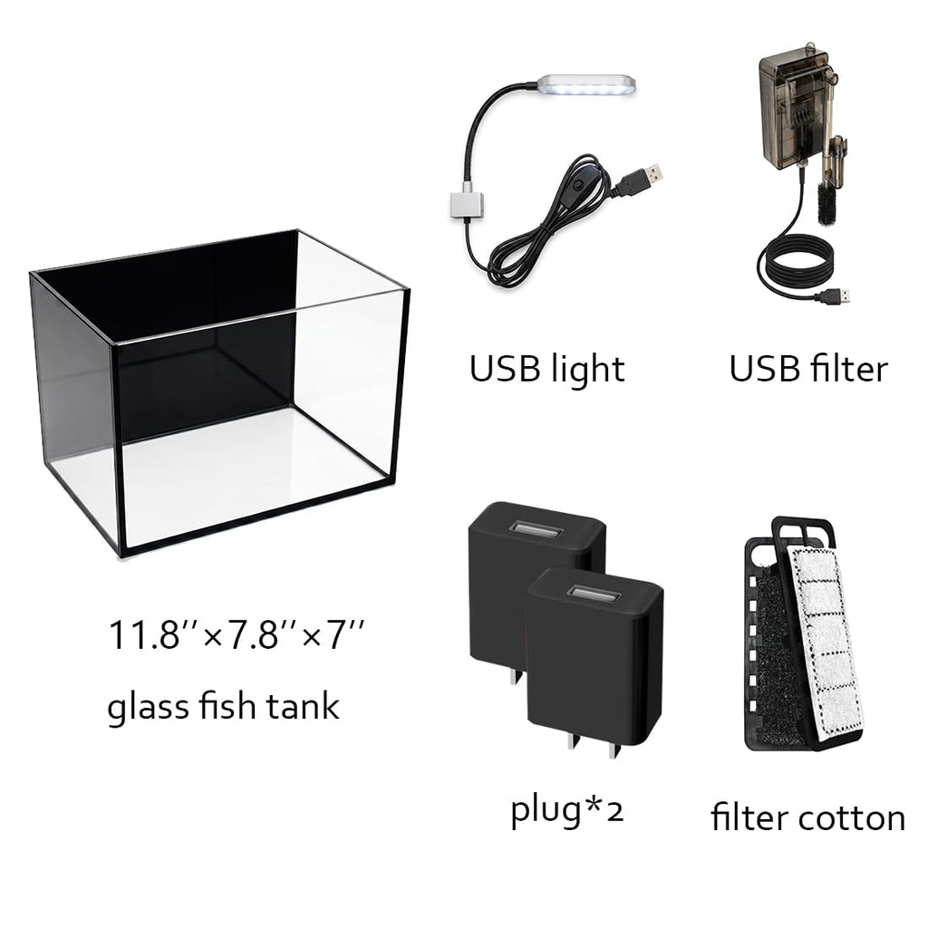 2.8 Gallon Glass Fish Tank with Light and Filter U975948