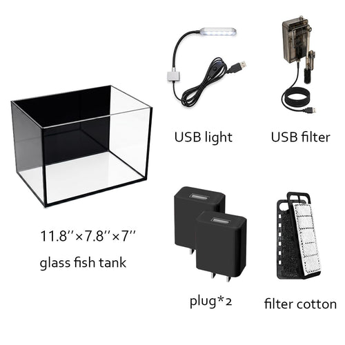 2.8 Gallon Glass Fish Tank with Light and Filter U975948