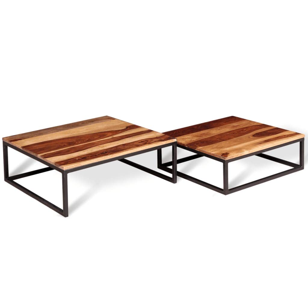 Set of 2 Solid Sheesham Wood Nesting Coffee Table U582