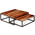Set of 2 Solid Sheesham Wood Nesting Coffee Table U582