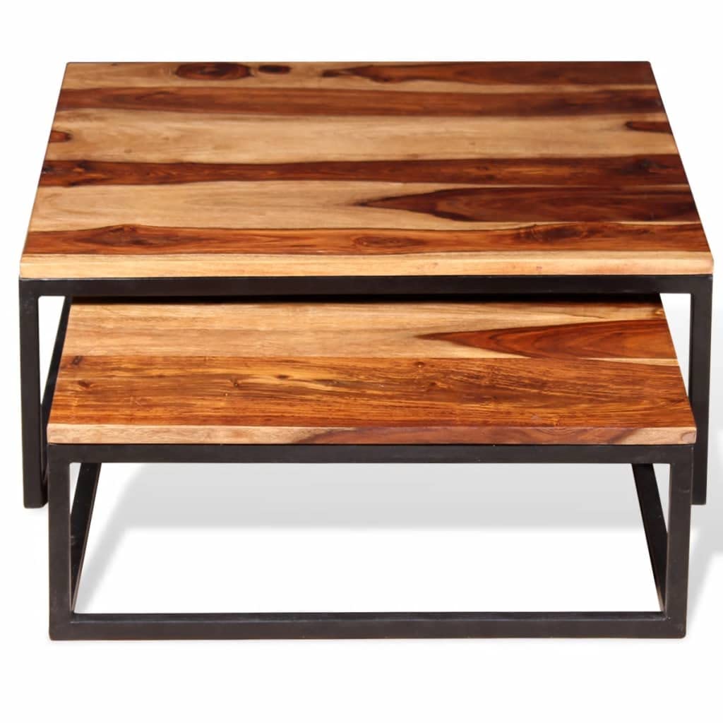 Set of 2 Solid Sheesham Wood Nesting Coffee Table U582