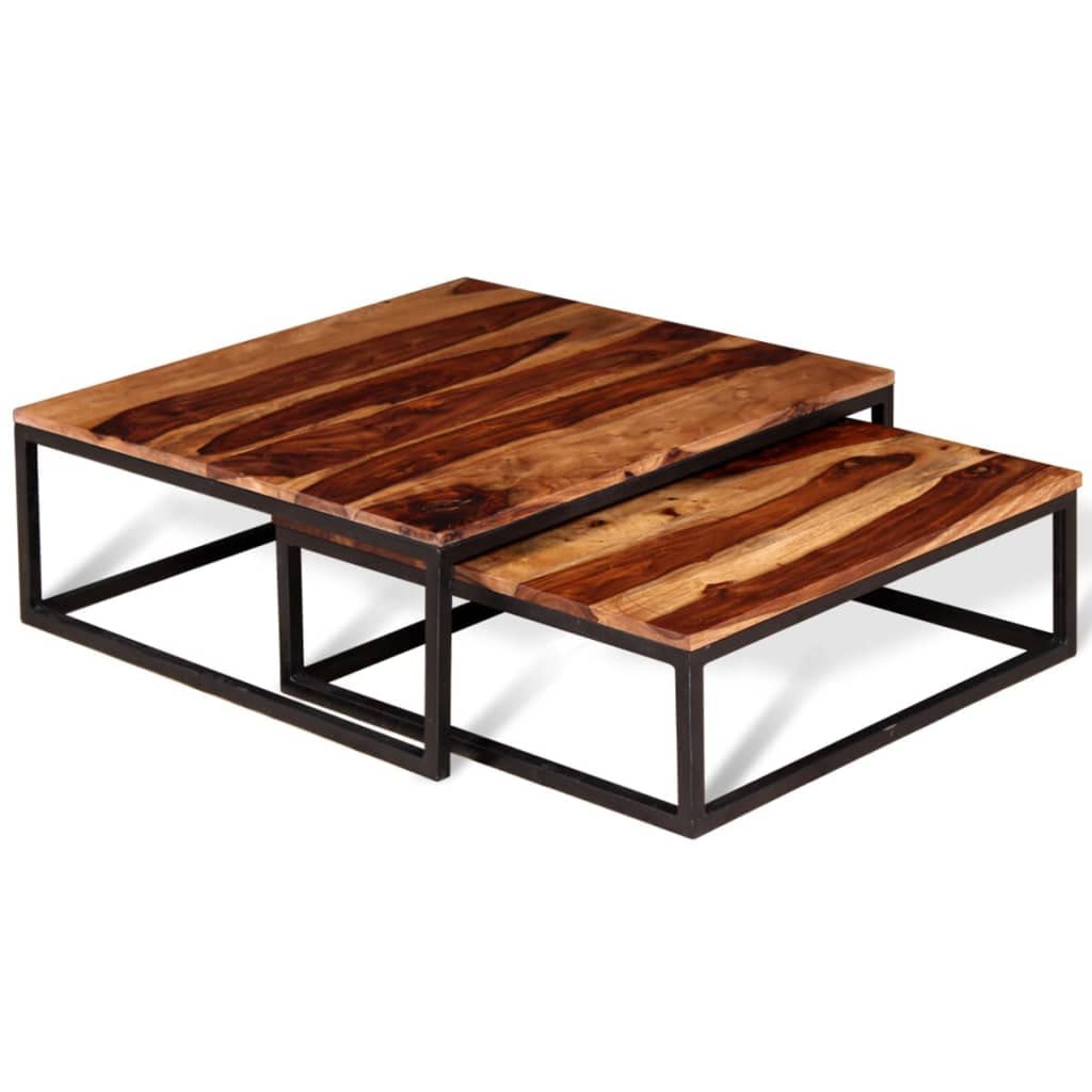 Set of 2 Solid Sheesham Wood Nesting Coffee Table U582