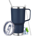 20 oz Stainless Steel Insulated Tumbler with Handle Lid and Straw I562162