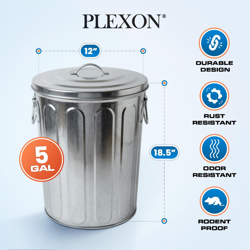 5 Gallon Metal Trash Can with Lid Y36979