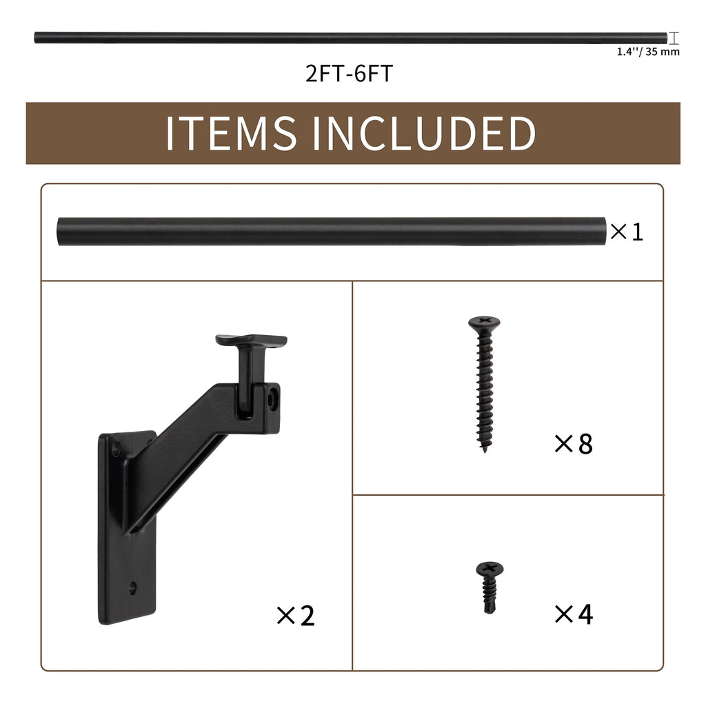 5 FT Aluminum Handrail Kit with Stainless Steel Brackets Z5389
