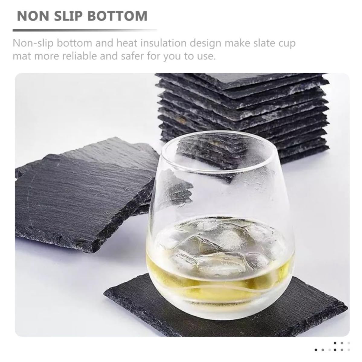 Black Natural Stone Square Coasters Z143349