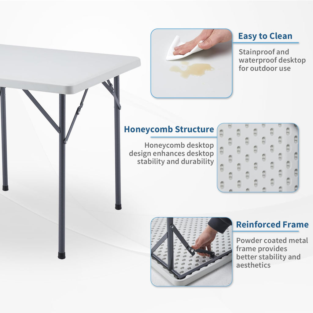 Square Folding Table 31.5"x31.5" Plastic Portable White N58488