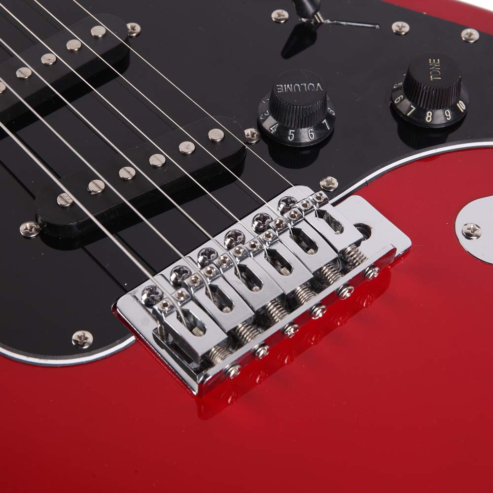 39 Inch Beginner Electric Guitar Kit with Bag, Strap, 20W Amplifier, Red P380