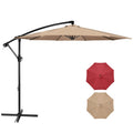 9.8ft Blue Offset Cantilever Patio Umbrella with Crank & Cross Base H913