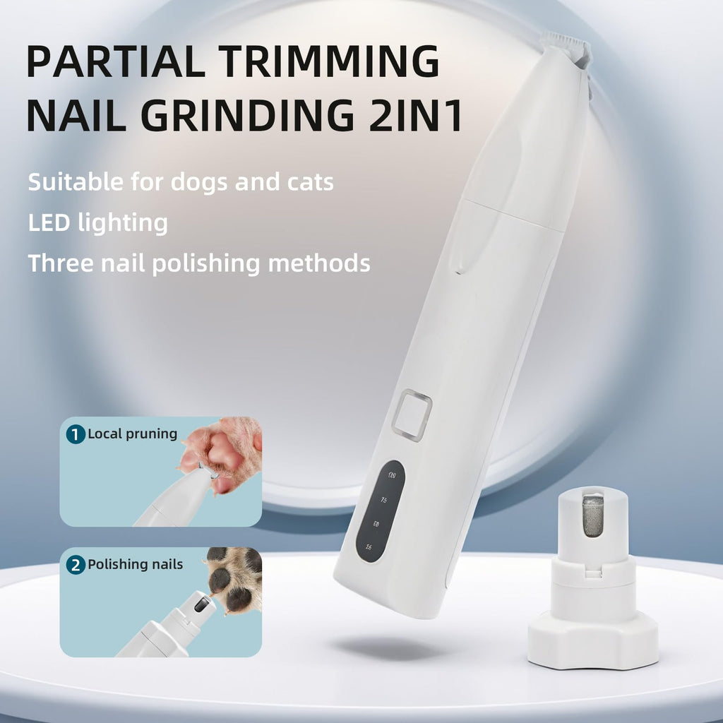 Quiet 2-in-1 Pet Hair Trimmer & Nail Grinder with LED Light G186