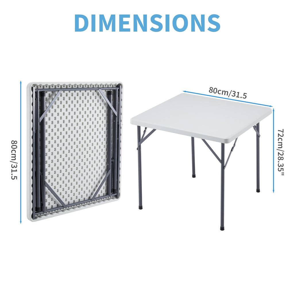 Square Folding Table 31.5"x31.5" Plastic Portable White N58488