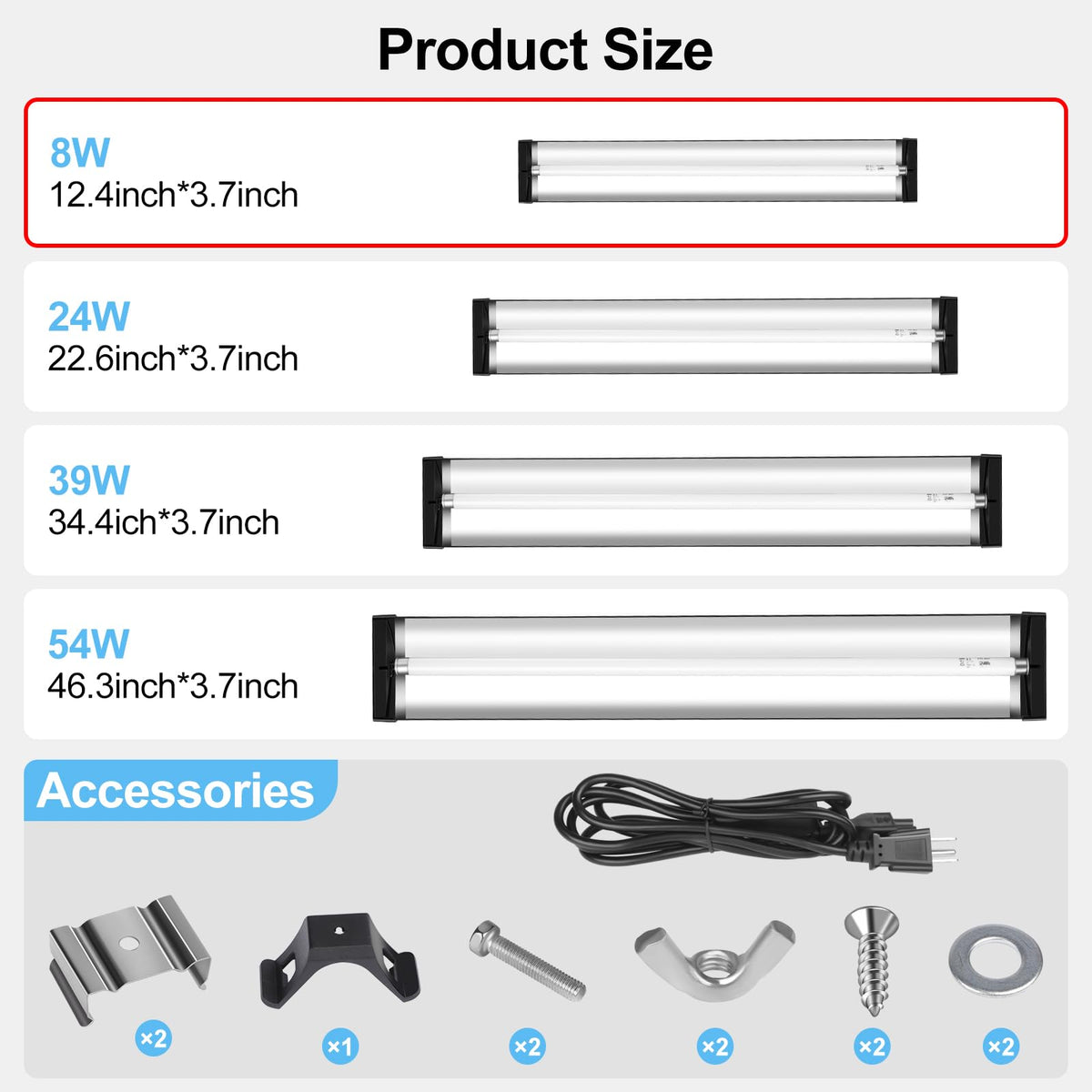8W 10.0 UVB Reptile Light Fixture Combo Kit 12inch N4253