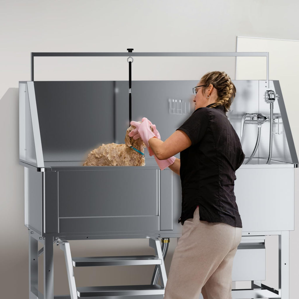 46" Stainless Steel Dog Washing Station with Stairs G31366