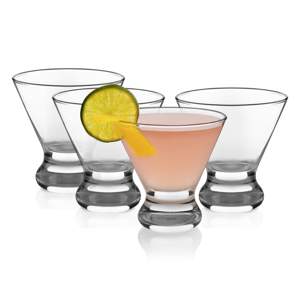 8.25 Oz Dishwasher Safe Stemless Martini Glasses Set of 4 K514