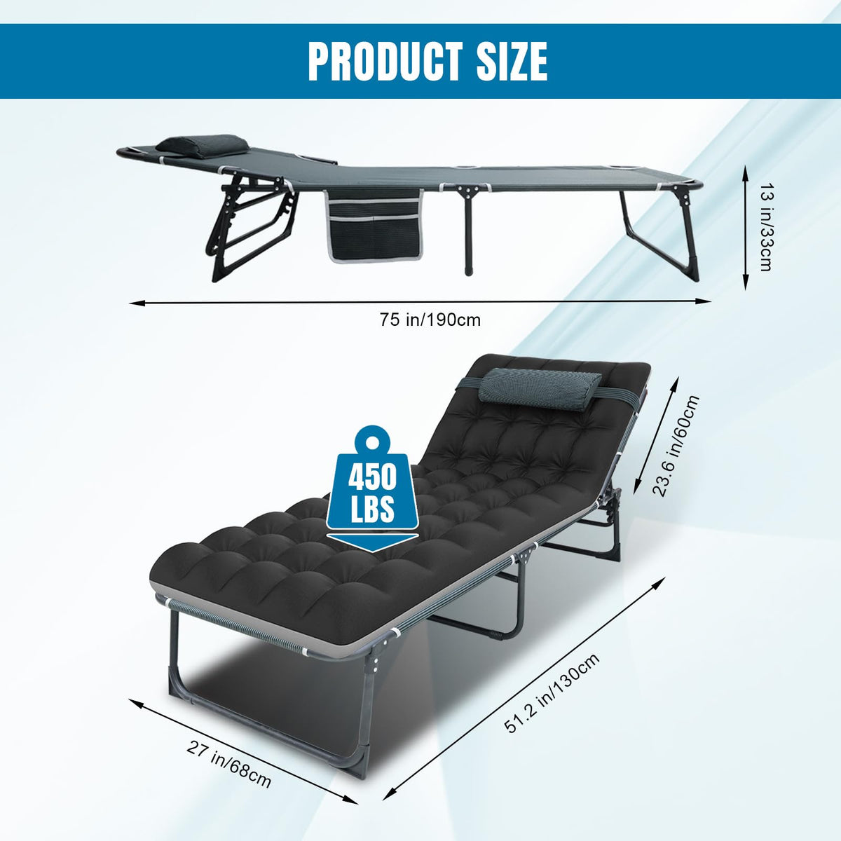 Folding Camping Cot with Mattress L580