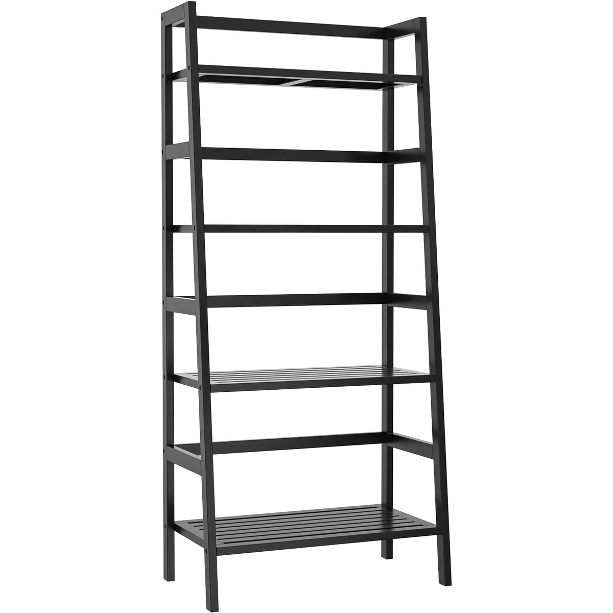 Black 4-Tier Bamboo Ladder Shelf C99186