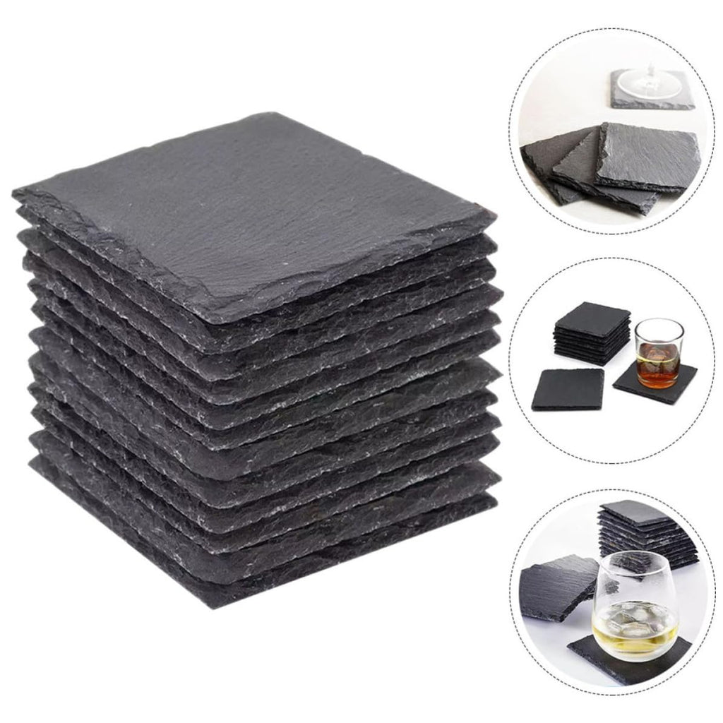 Black Natural Stone Square Coasters Z143349