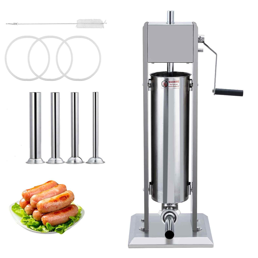 Manual Stainless Steel Sausage Stuffer with 5 Stuffing Tubes I424