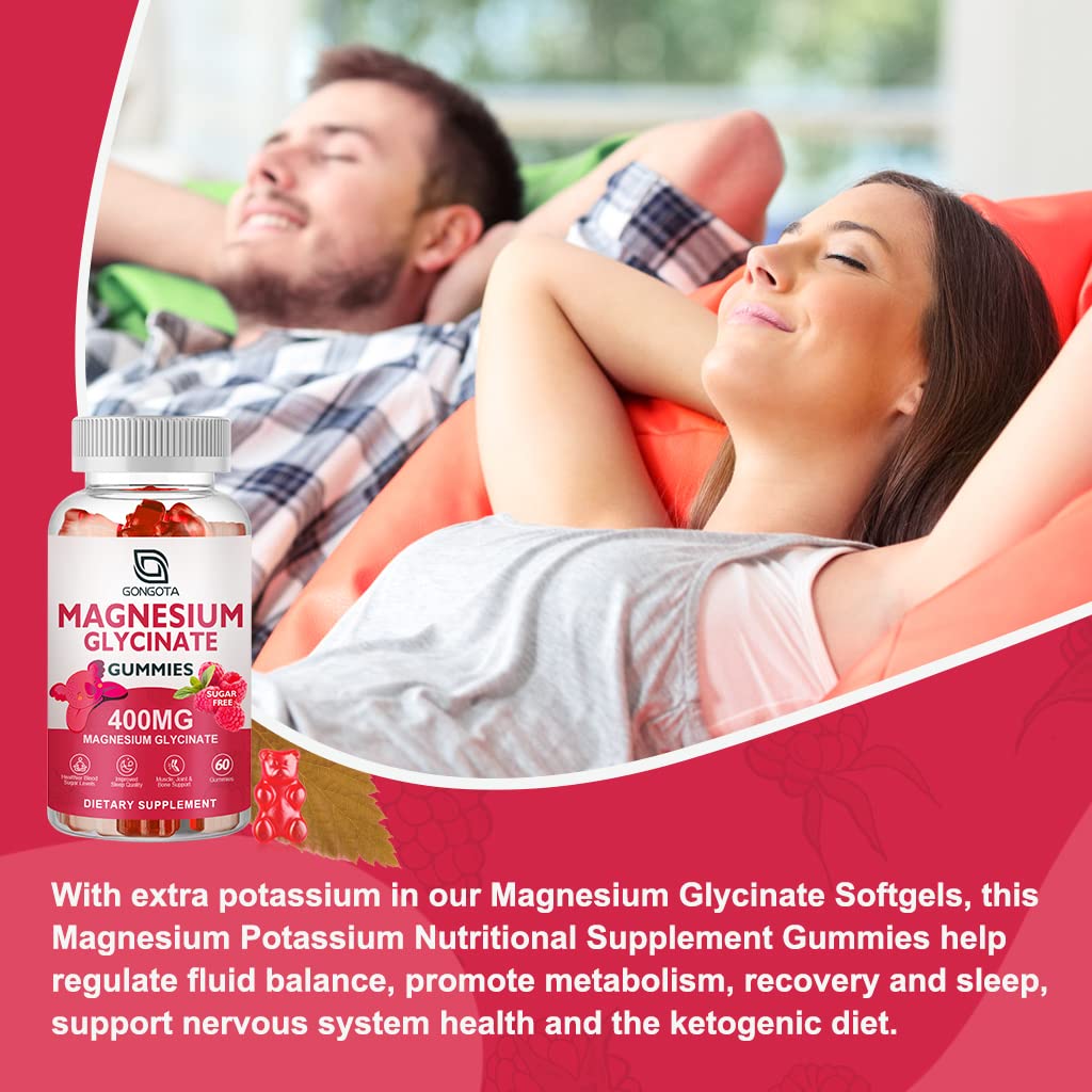 Magnesium Glycinate Gummies 400 mg with Vitamin D, B6 - 60 Gummies J1053