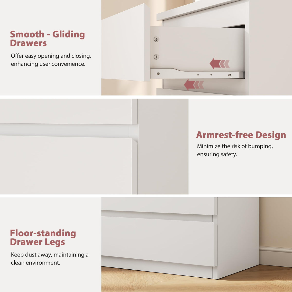 White 5 Drawer Dresser Chest of Drawers K6468