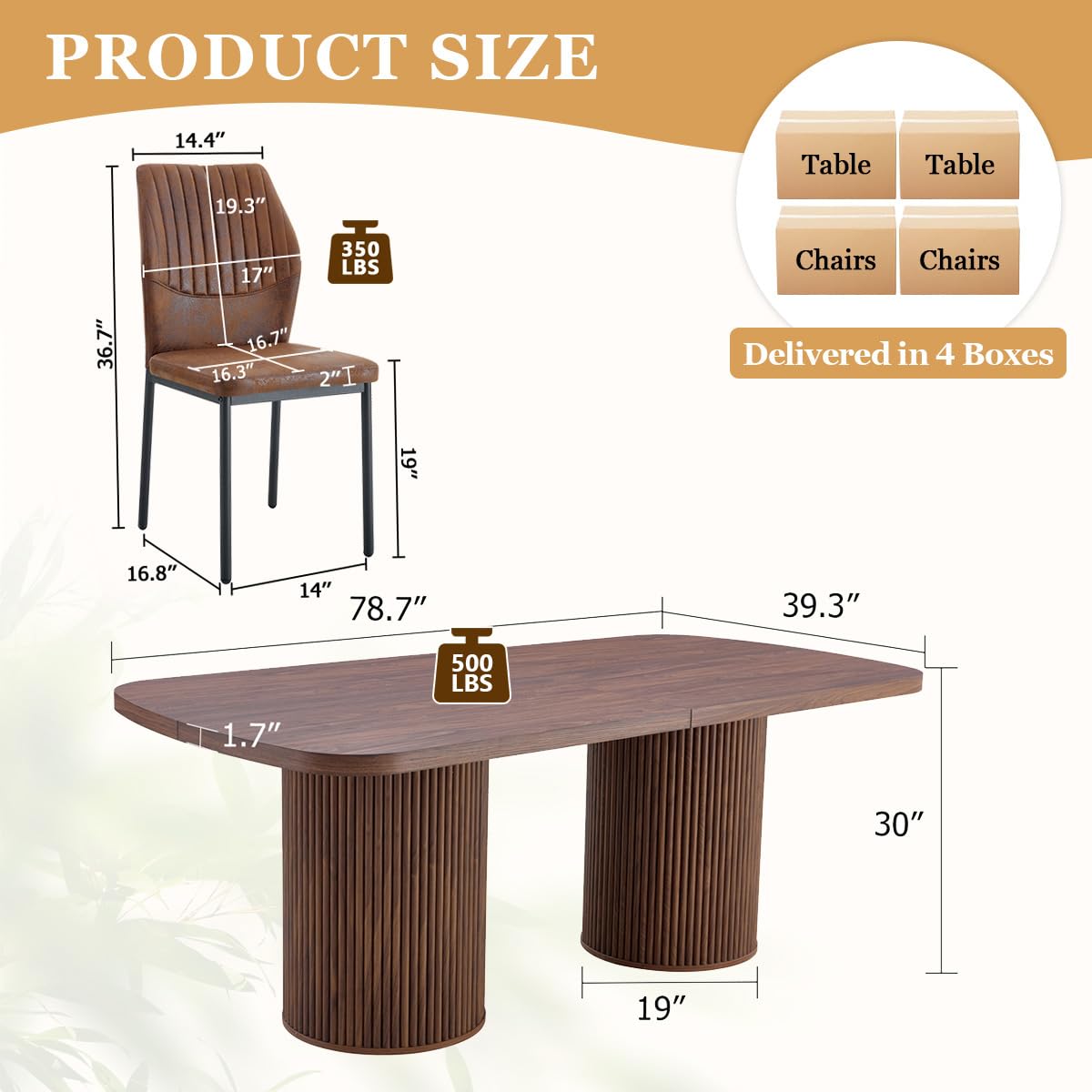79" Rectangular Wood Dining Table Set for 8 with Cushioned Chairs W385450