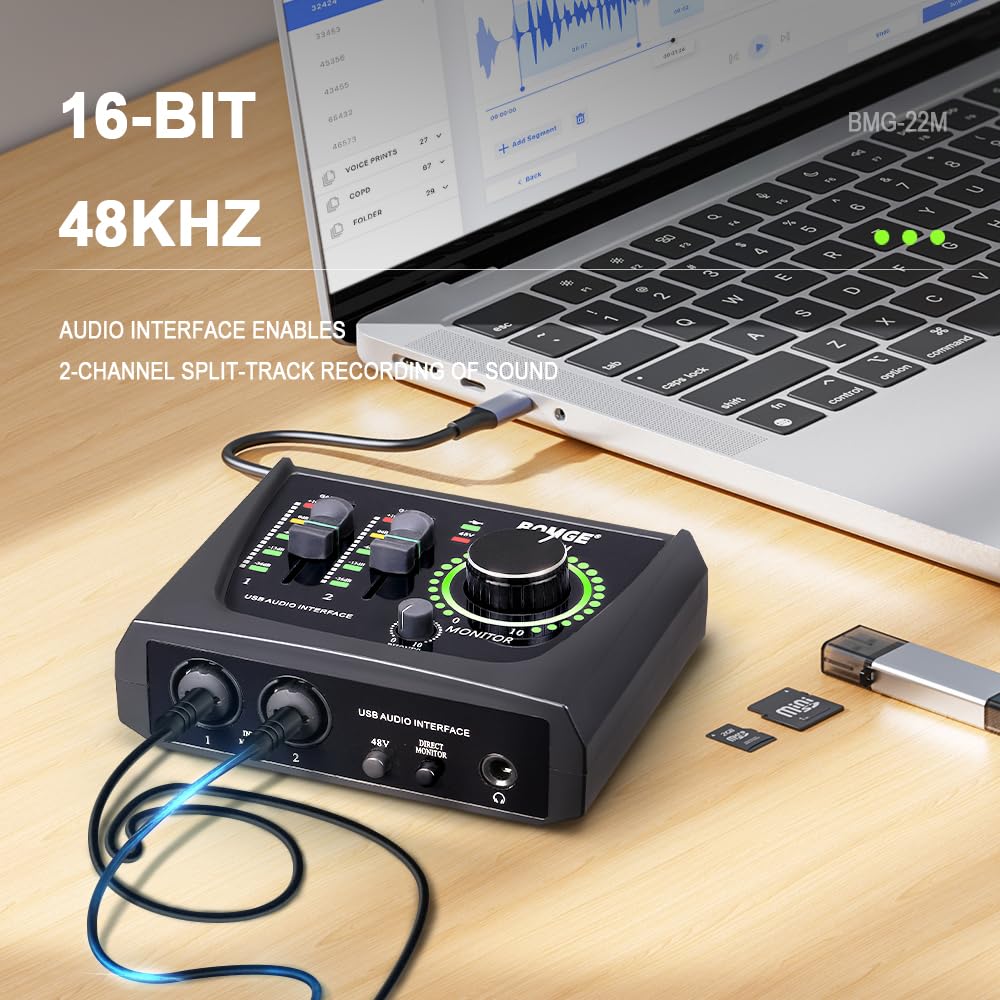 2 Channel USB Audio Interface with XLR 48V Phantom Power W36978