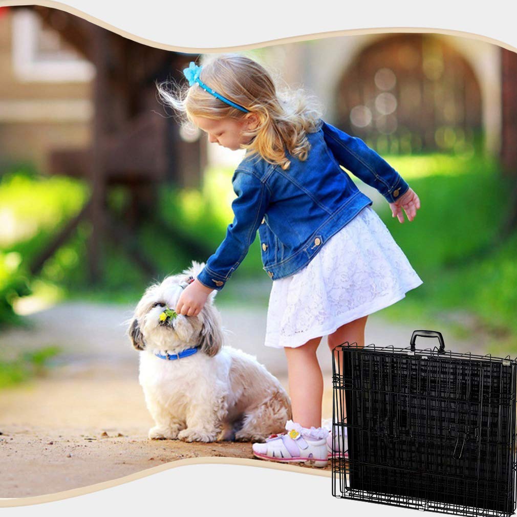 Folding Metal Dog Crate with Divider and Handle R5320