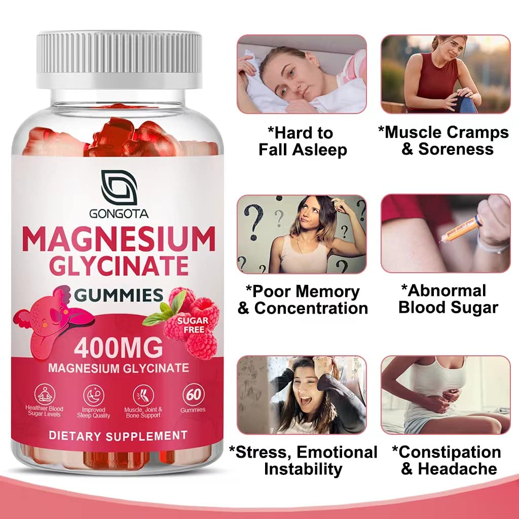 Magnesium Glycinate Gummies 400 mg with Vitamin D, B6 - 60 Gummies J1053