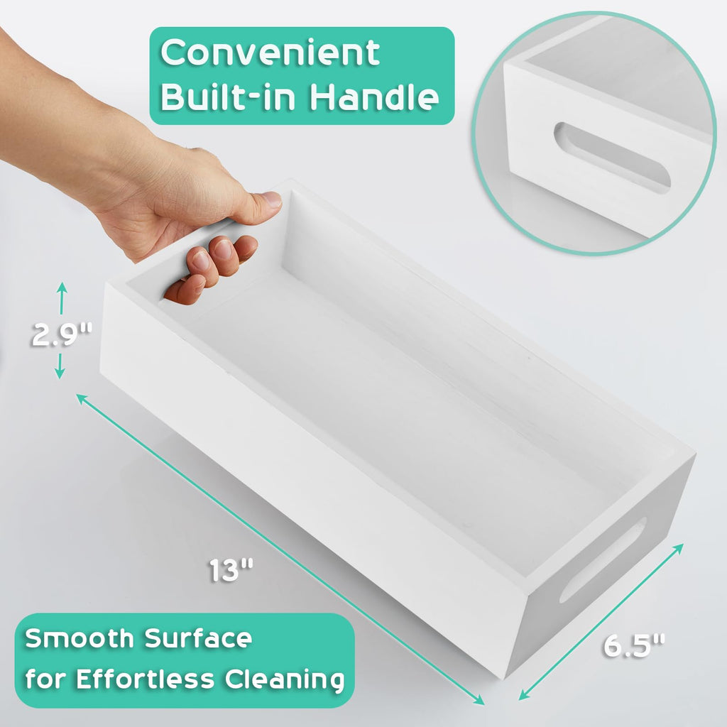 White Wooden Toilet Tank Paper Basket with Handle Z6194