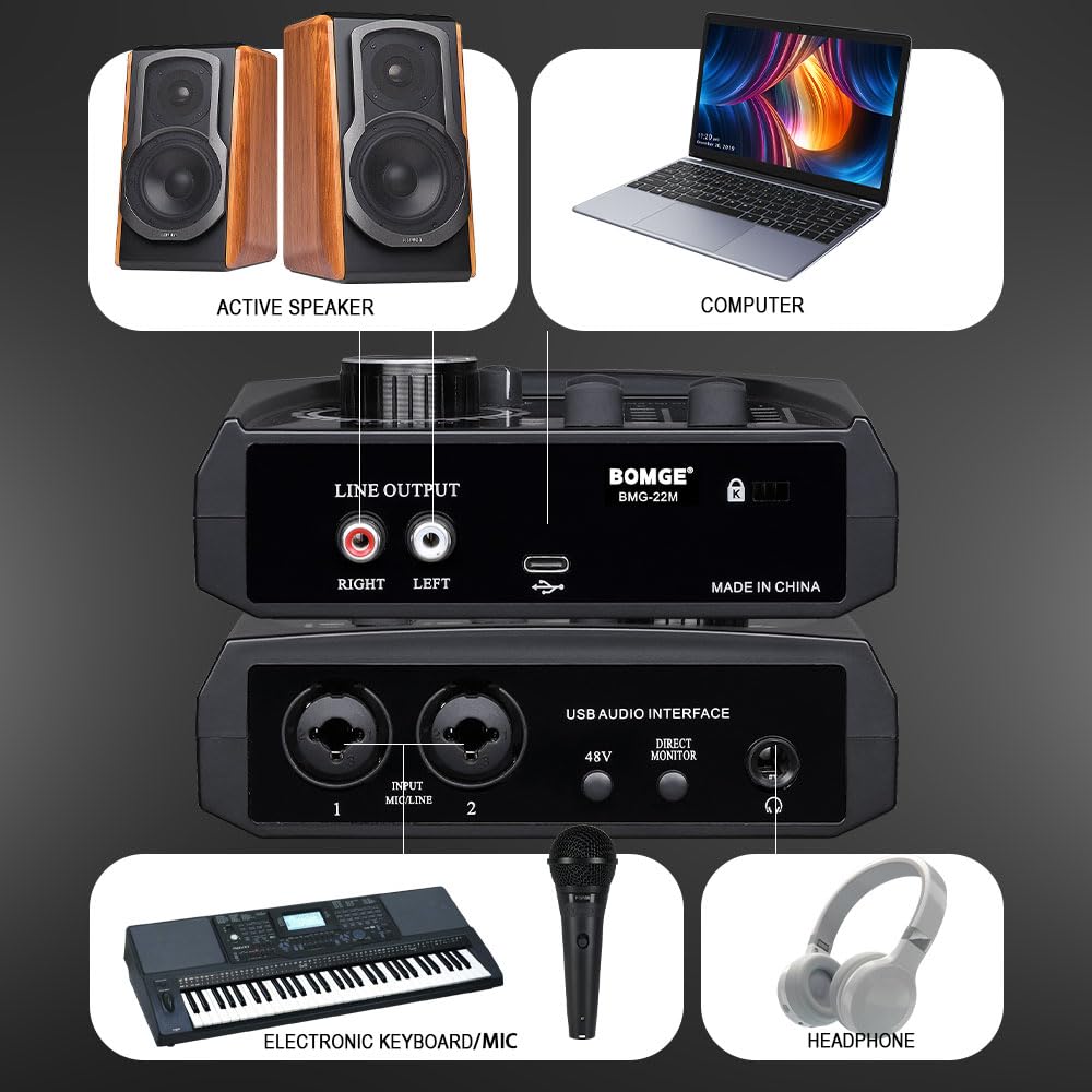 2 Channel USB Audio Interface with XLR 48V Phantom Power W36978