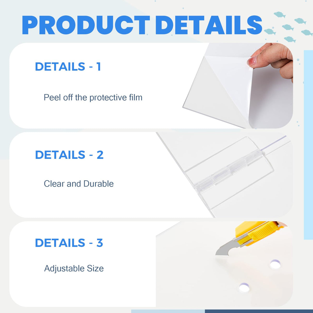 Polycarbonate Aquarium Lid 2 Pieces Set with Hook Knife Y7961