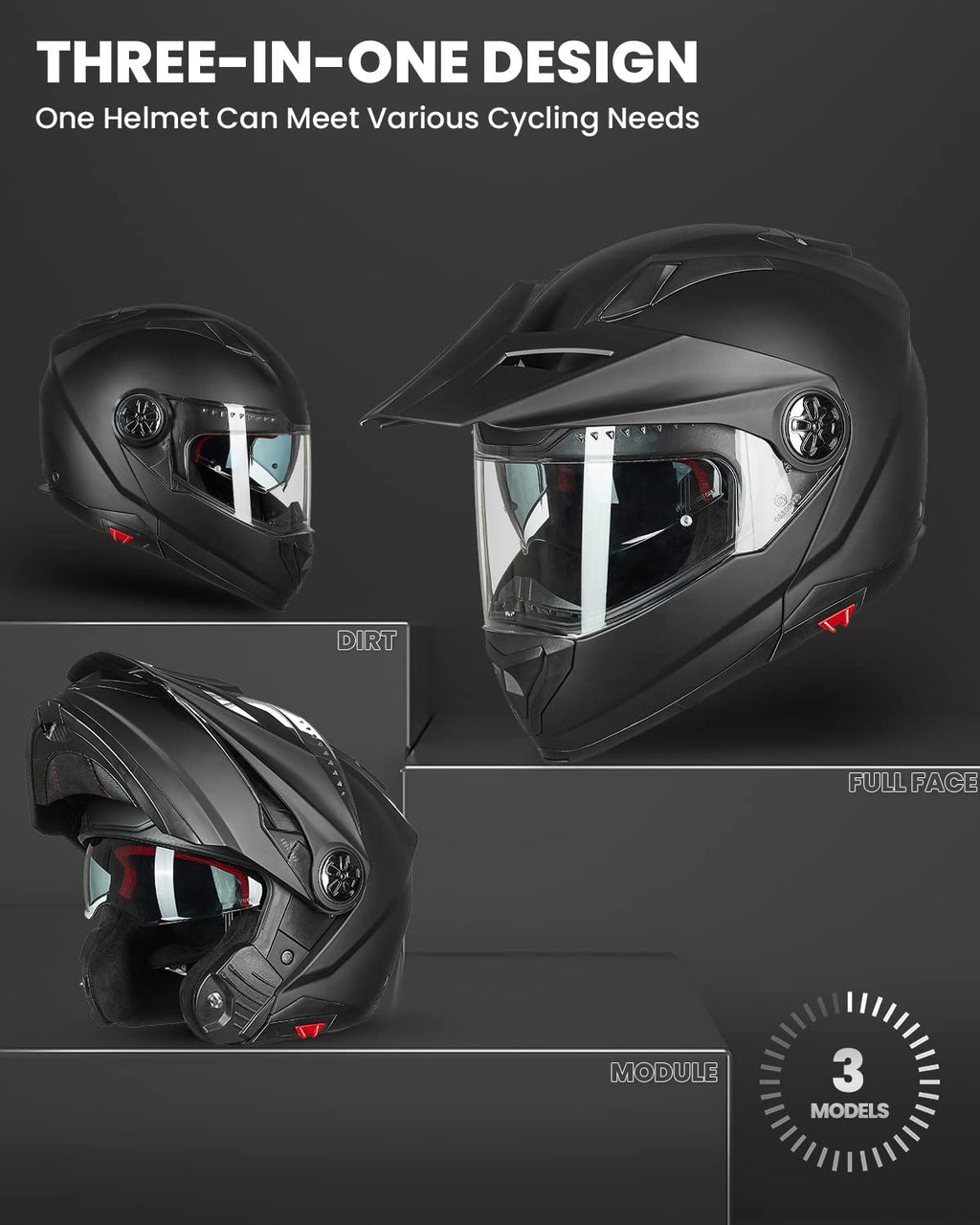 Full Face Modular ATV Helmet with Anti Fog Visor Y999