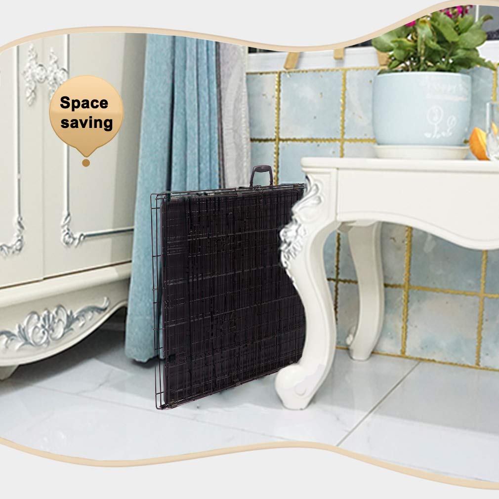 Folding Metal Dog Crate with Divider and Handle R5320