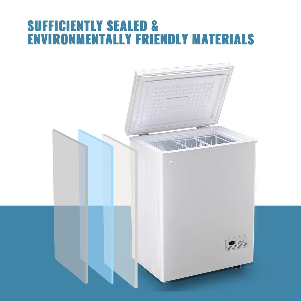 White Compact Chest Freezer with 2 Removable Baskets A502201