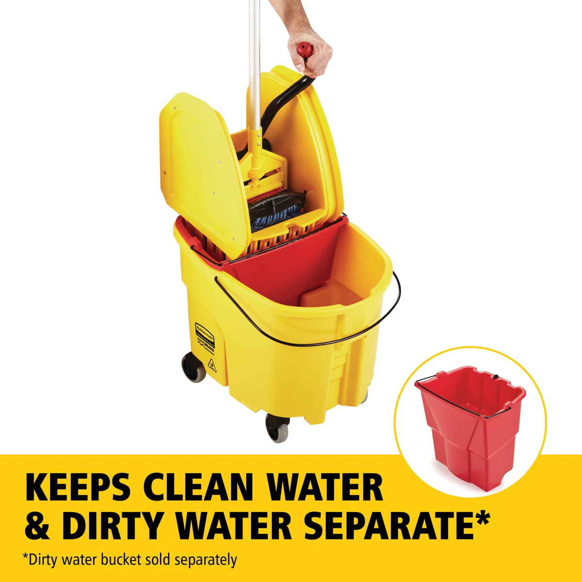Yellow 35 QT Mop Bucket and Wringer Combo on Wheels W3799