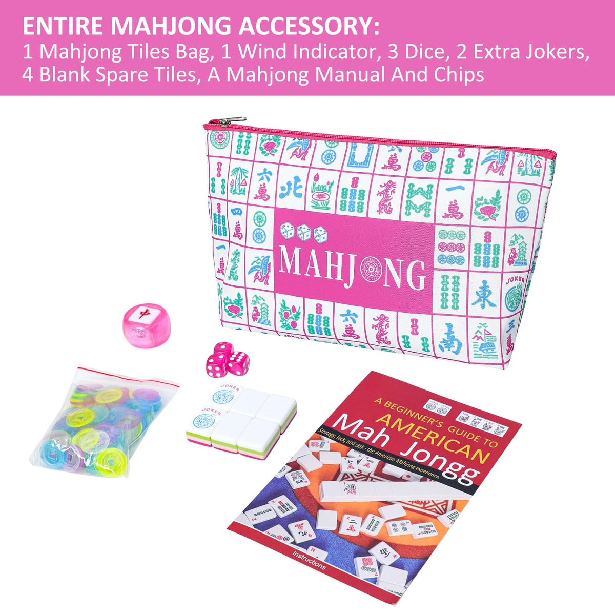 166 Acrylic Engraved Mahjong Tile Set with Carrying Bag H167