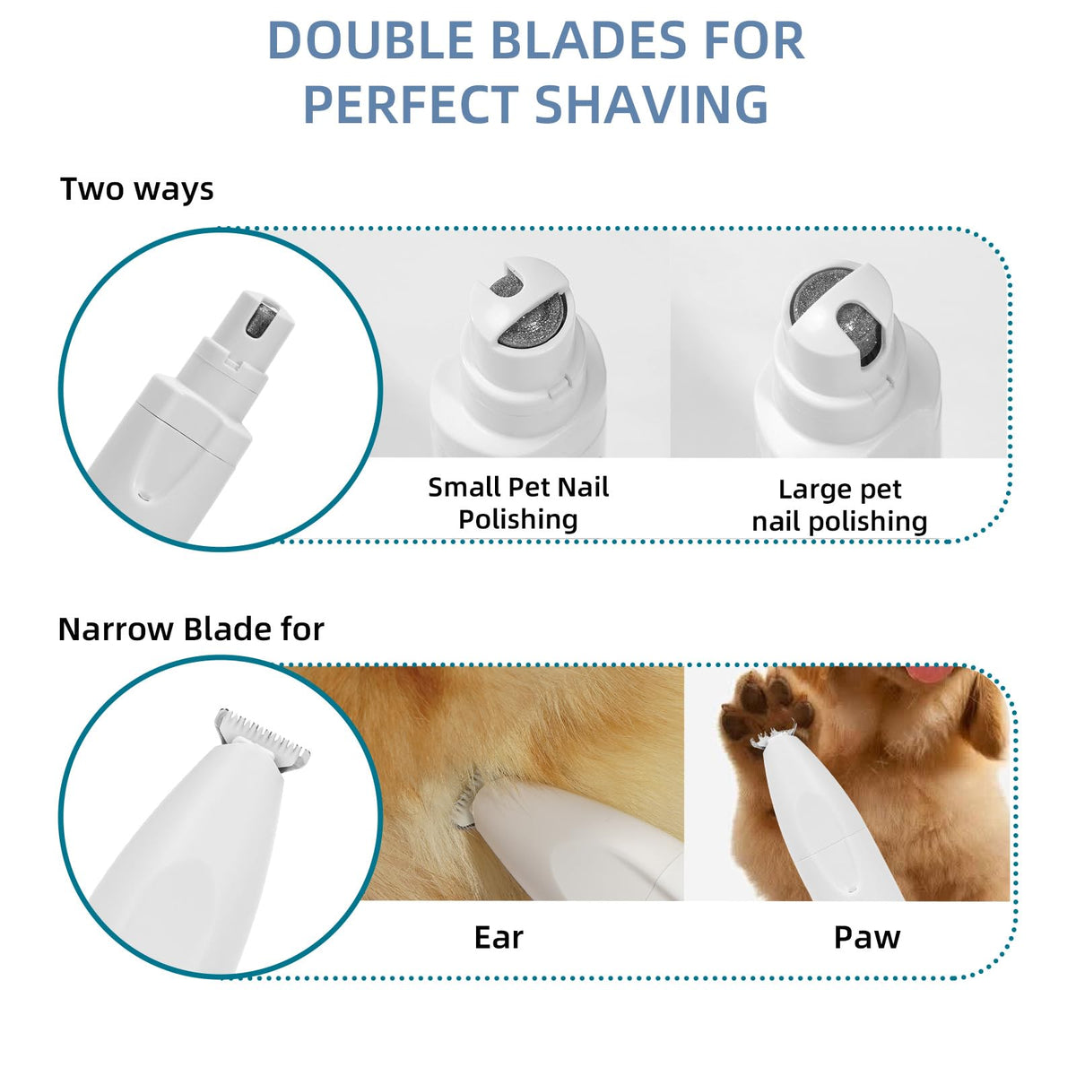 Quiet 2-in-1 Pet Hair Trimmer & Nail Grinder with LED Light G186