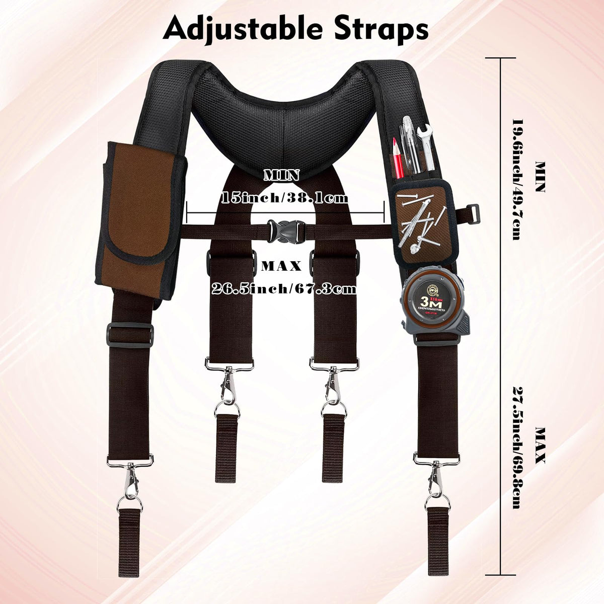 Tool Belt Suspenders with Magnetic Wristband E8419