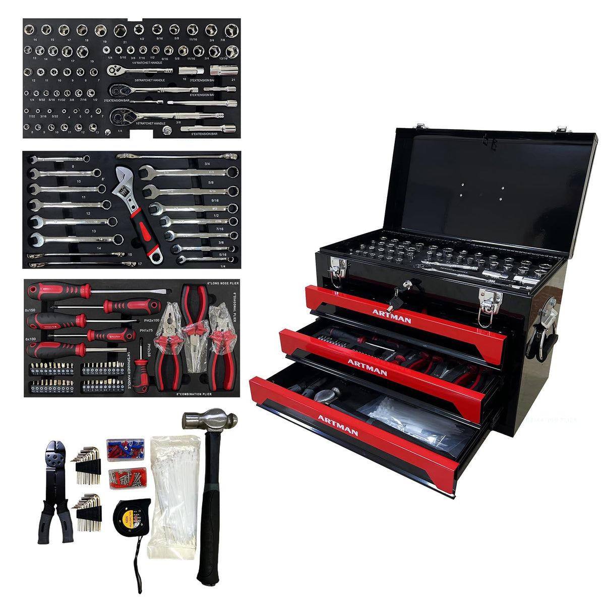 439-Piece Mechanic Tool Set in 3-Drawer Steel Box Z21608