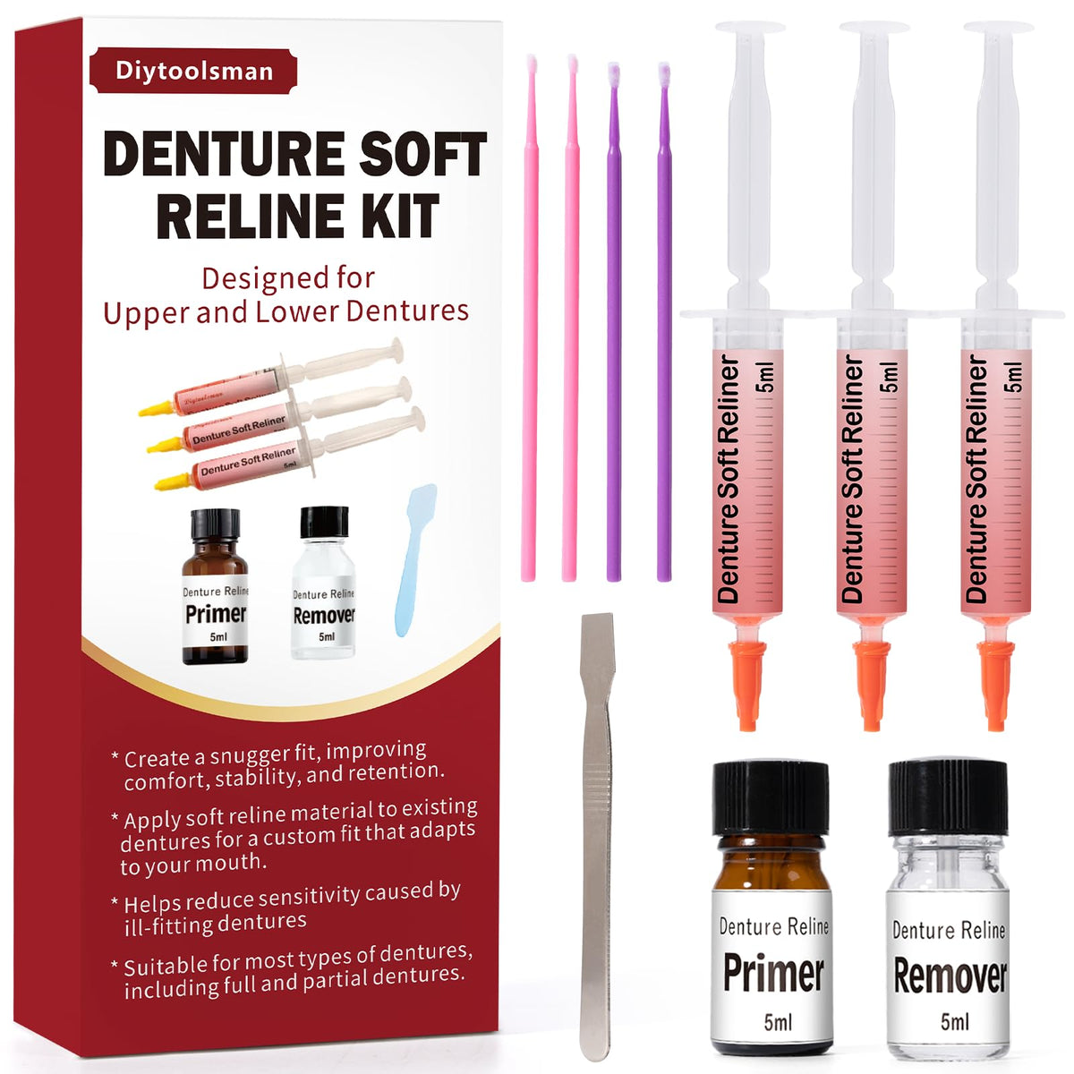 Denture Soft Reline Kit for Upper and Lower Dentures A84790