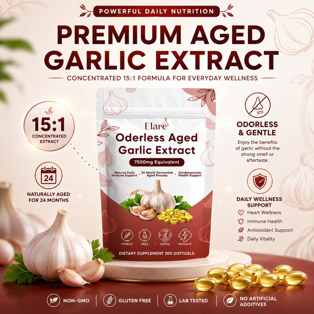 300 Aged Odorless Garlic Extract Softgels L761