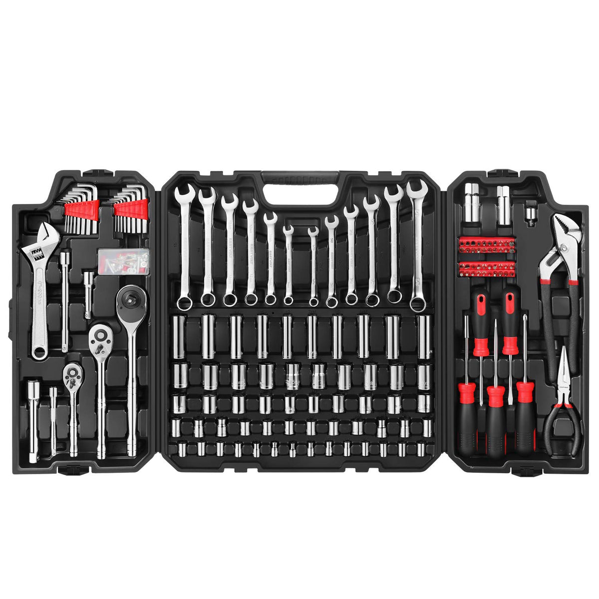 248 Pieces Mixed Sockets and Wrenches Hand Tool Set with Storage Case M69118
