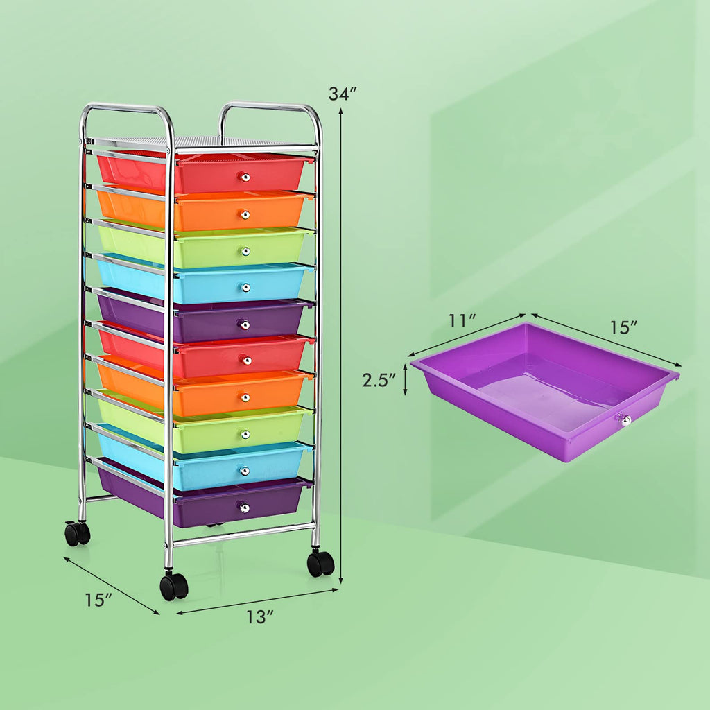 10 Drawer Rolling Storage Cart R759