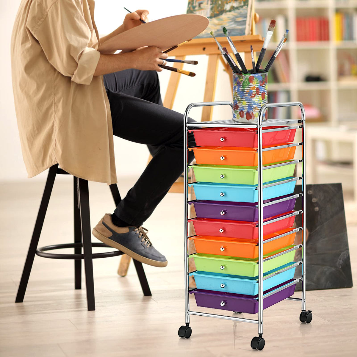 10 Drawer Rolling Storage Cart R759