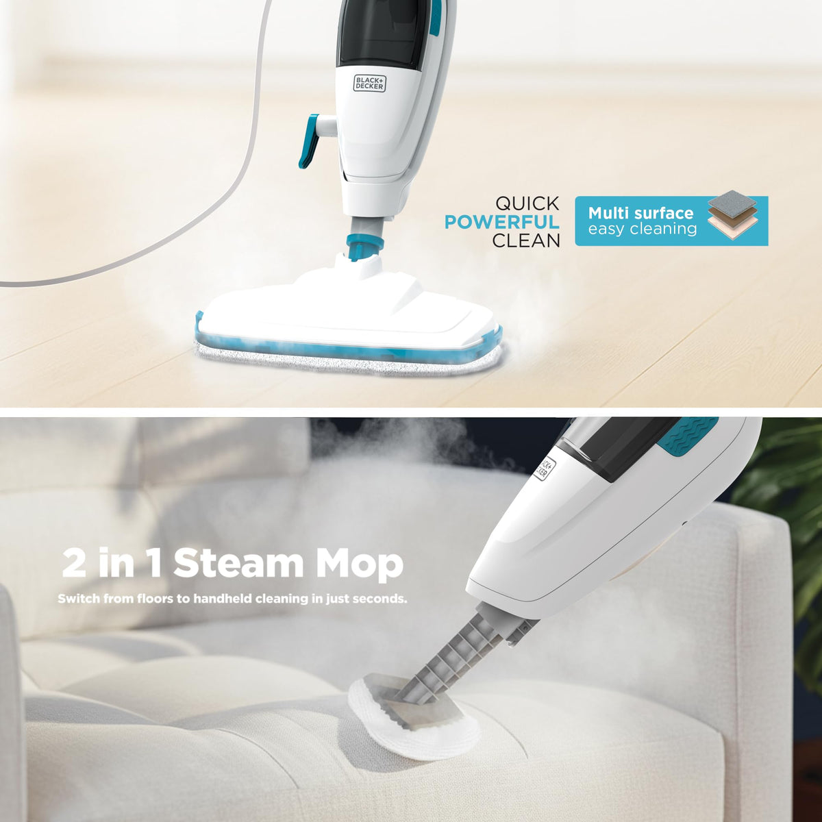 2-in-1 Steam Mop and Handheld Steam Cleaner Q2844