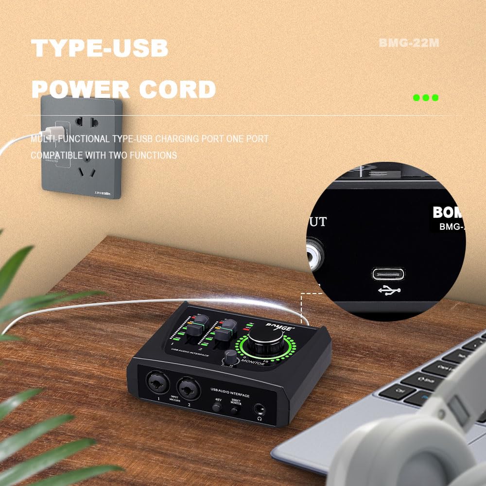 2 Channel USB Audio Interface with XLR 48V Phantom Power W36978