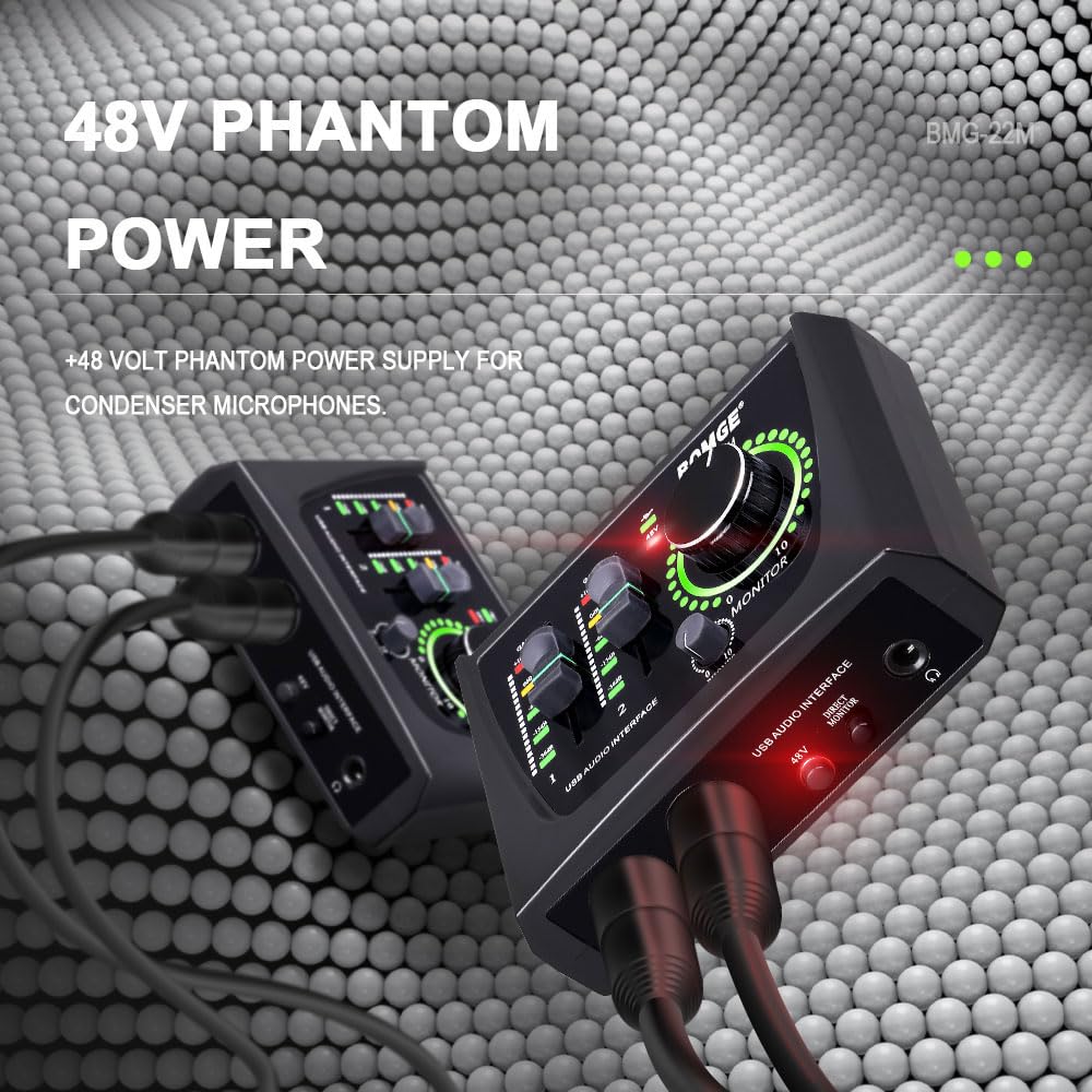 2 Channel USB Audio Interface with XLR 48V Phantom Power W36978