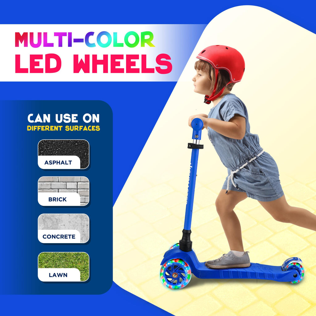 Kids 3 Wheel Kick Scooter with Adjustable Handlebar and LED Wheel Lights F4493